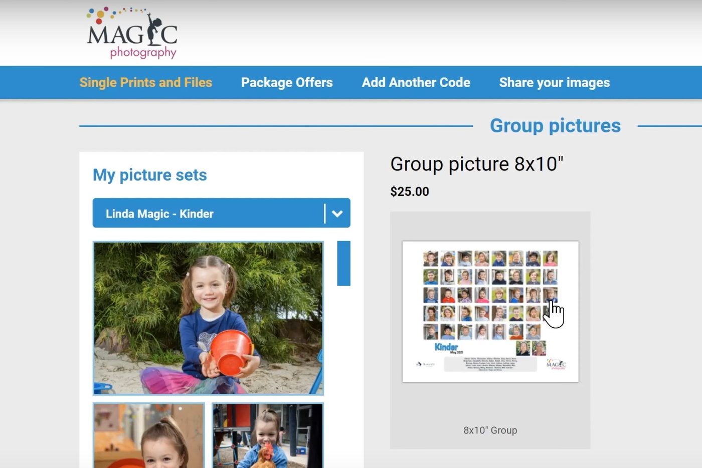 Single images, group photos and checkout &mdash; Magic Photography ordering gallery