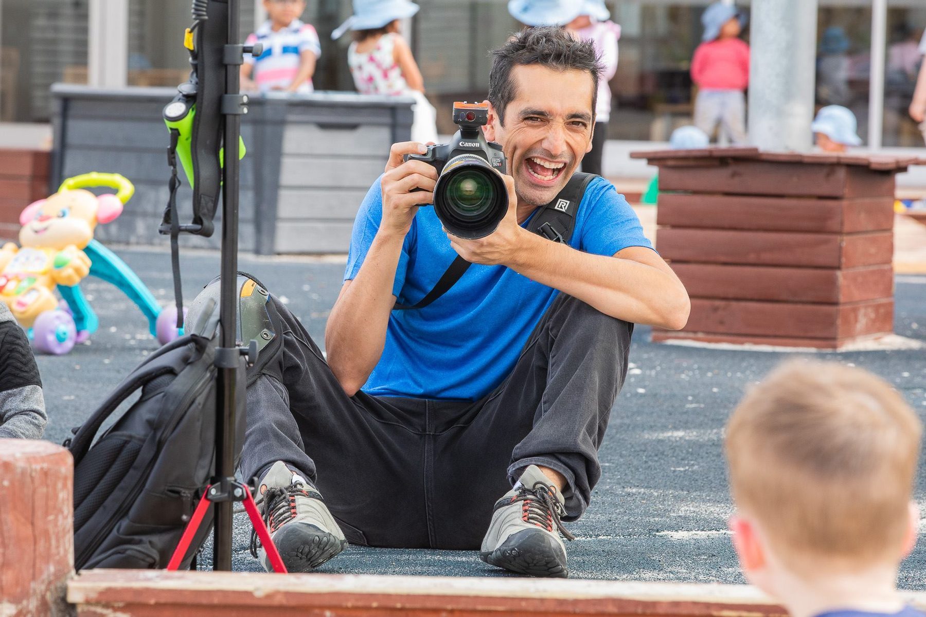 Our photographer on the job at a centre